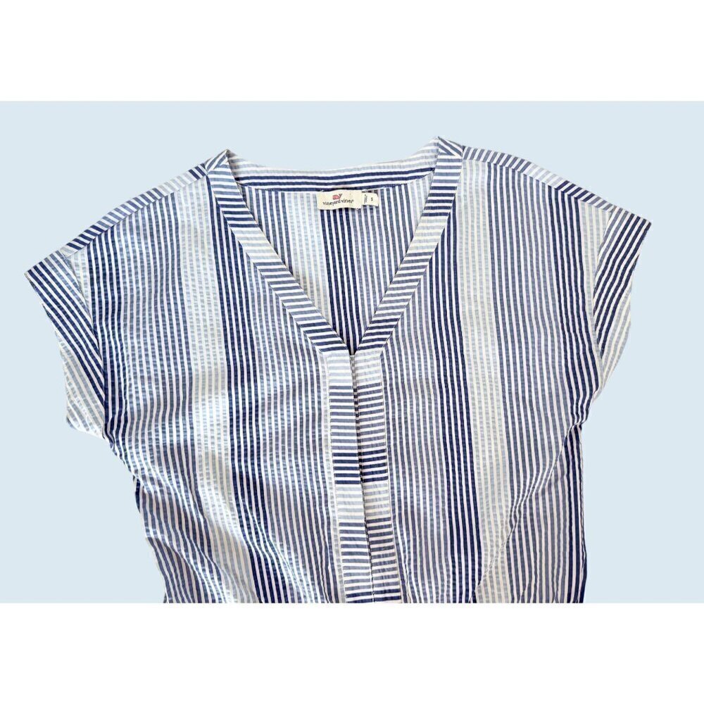 VINEYARD VINES Striped Short Sleeve V Neck Romper Size S - Picture 2 of 7